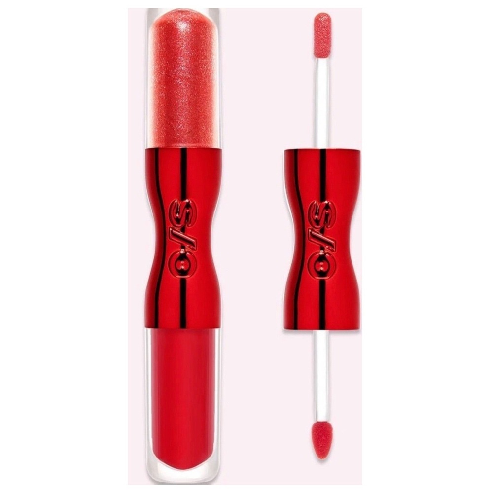 NEW One Size Lip Snatcher Velvet Flex Cream Cushion Gloss Duo No Speed Limit Red